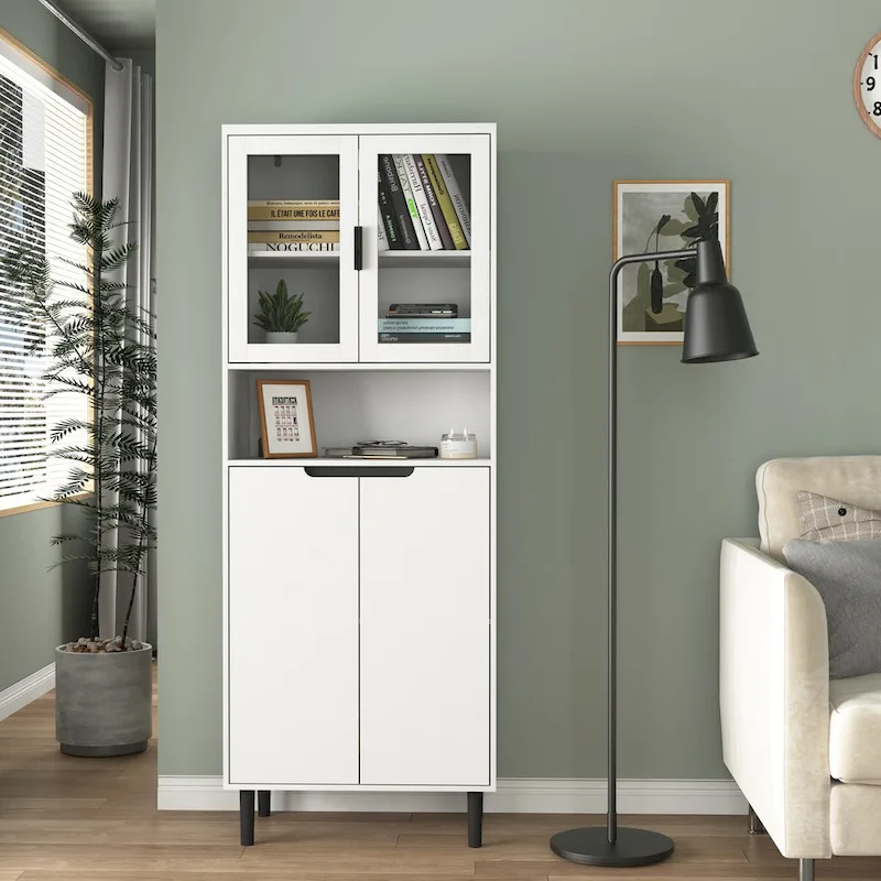 White 5-Drawer Dresser, Mid-Century Modern Style, Wood-Top, 1-Person Use
