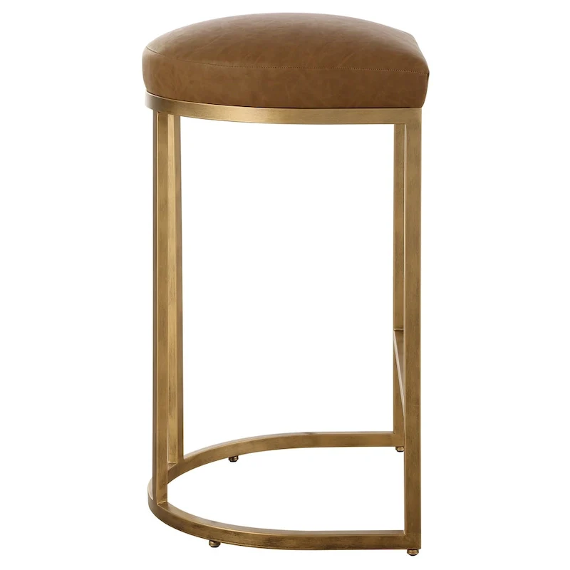 Counter Stool - Gold & Camel - Half-Moon Base