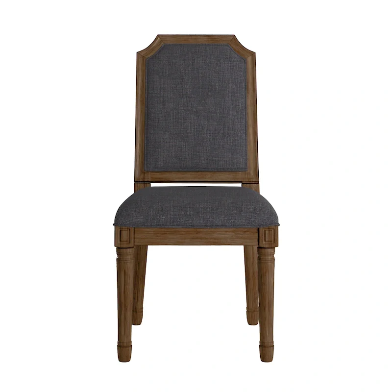 Arched-Back Linen and Solid Wood Dining Chairs (Set of 2)