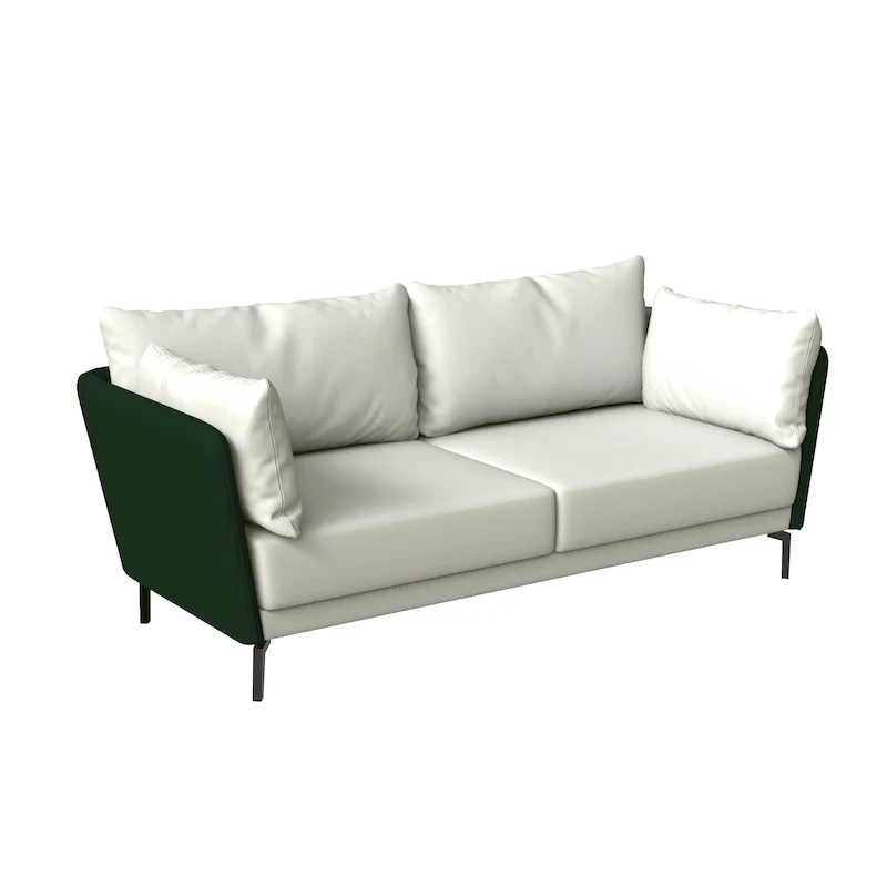 3-Seater Vegan Leather Sofa with Metal Legs & Removable Cushions