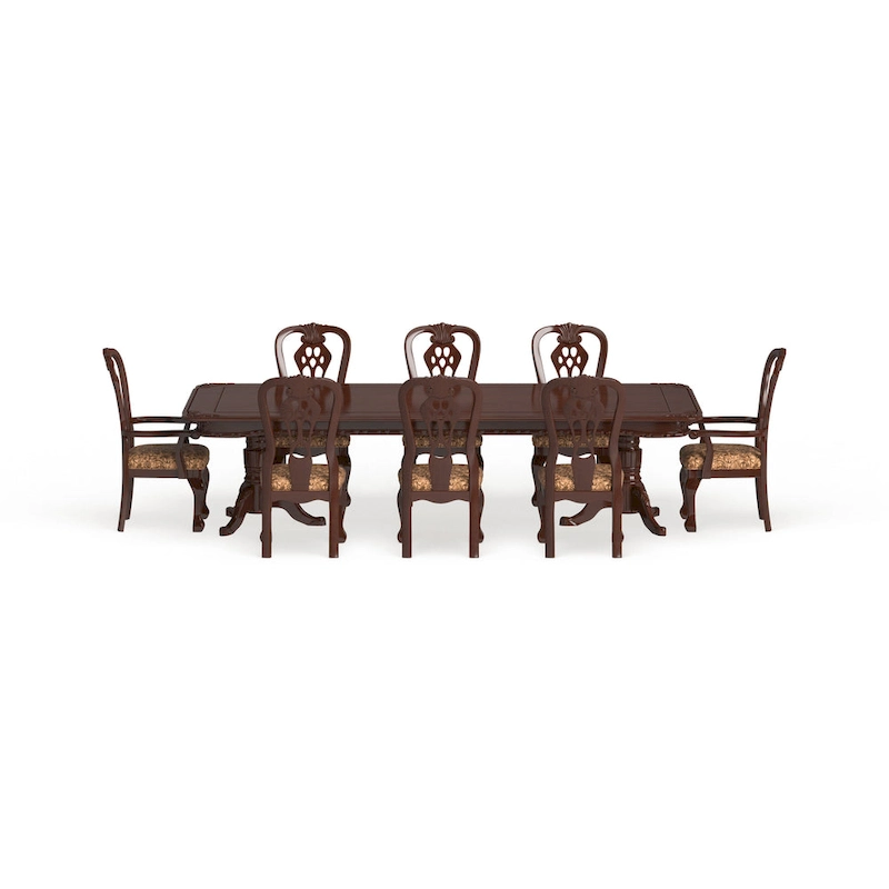 Carpia Traditional Brown Cherry Wood 9-Piece Dining Set by Furniture of America