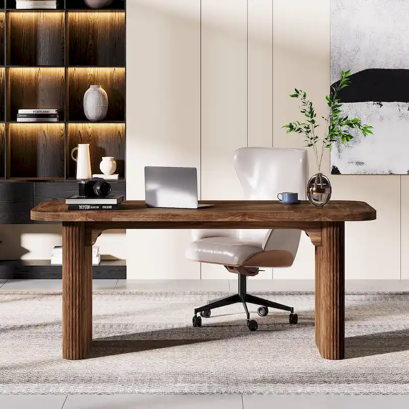 62.99 W Modern Executive Desk Simple Computer Desk with Engineered Wood Top and Legs