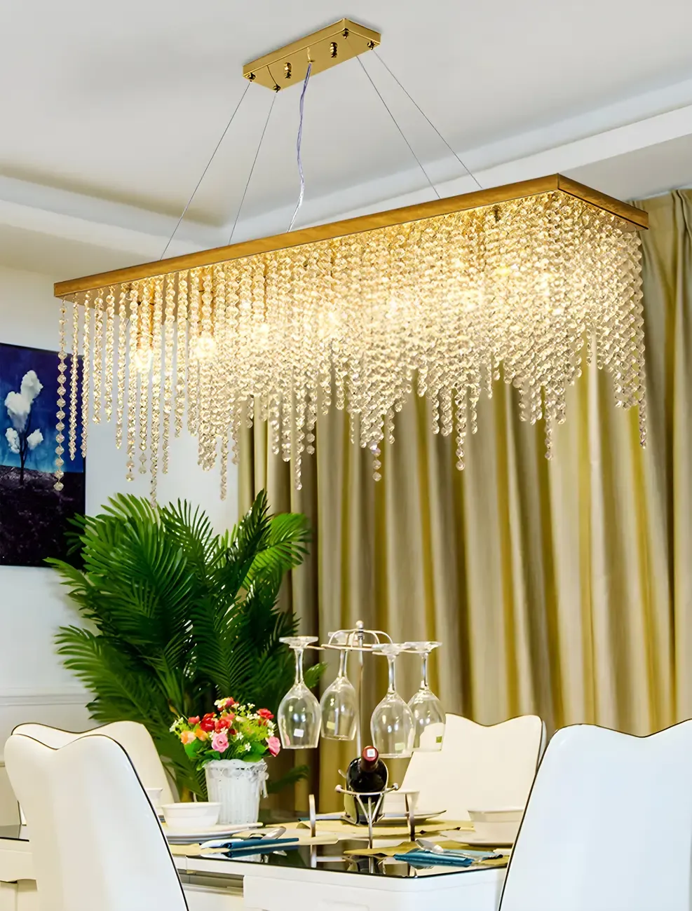 Kitchen Luxury Modern Gold Crystal Pendant Light