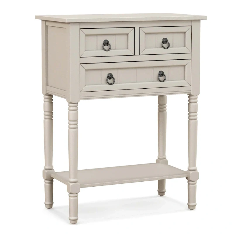 Console Entryway Table with 3 Drawers Open Shelf Beige/Dark Grey