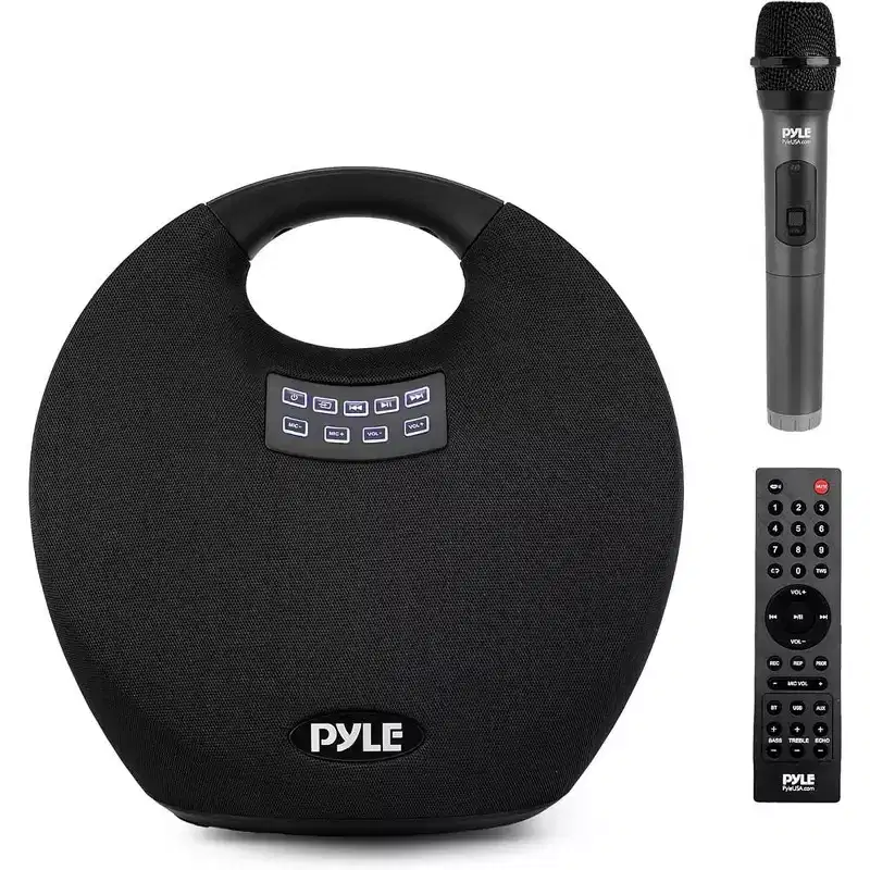 Pyle 5.25 Portable Wireless Bluetooth Speaker System with IPX4 Waterproof Rating and Wireless Microphone - PNX6WPBK