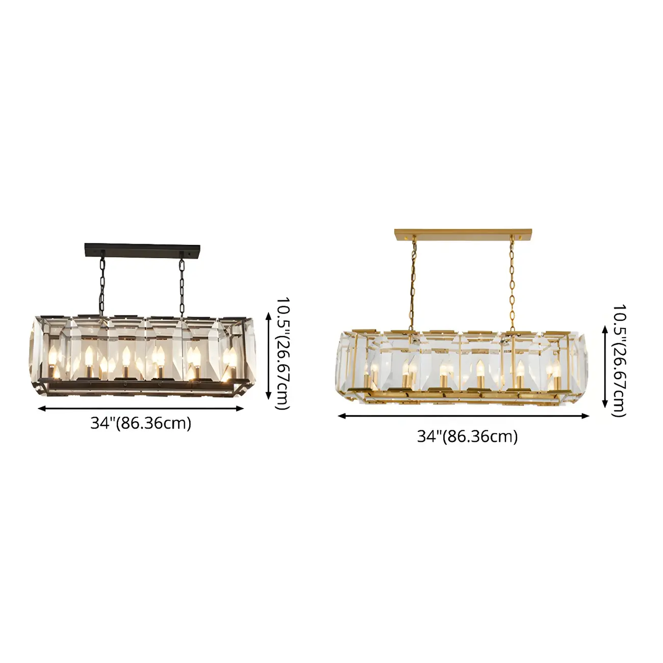 Modern Crystal Island Chandelier in Black and Gold