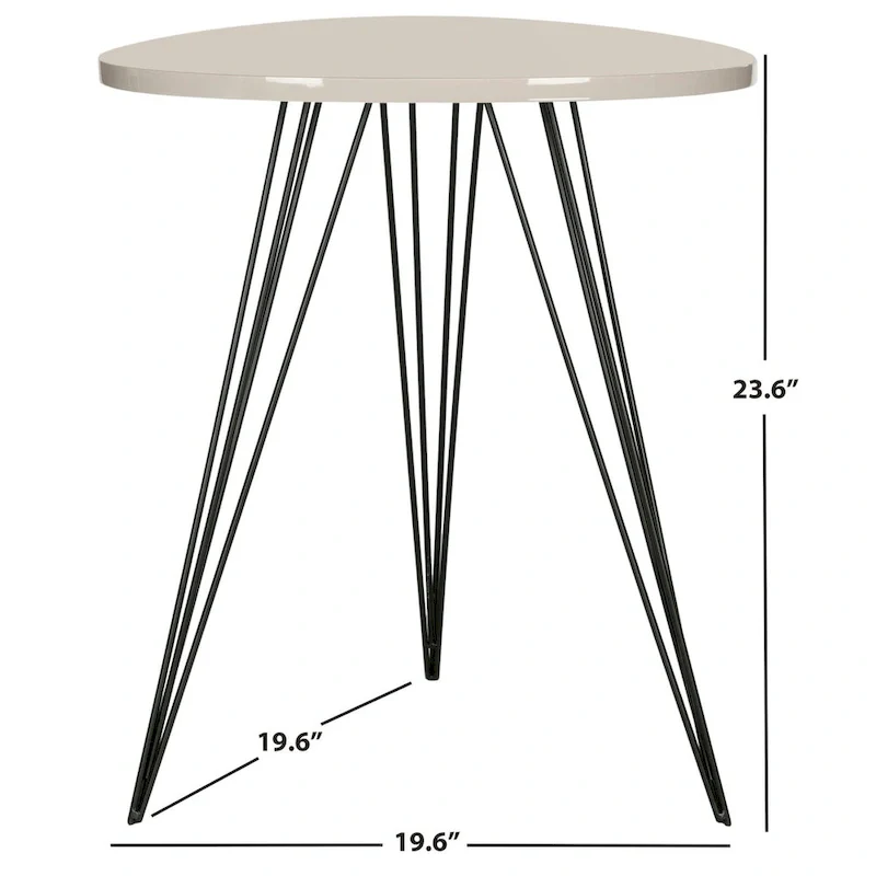 White and Black Lacquer Side Table with Hairpin Legs - 20W x 20D x 24H