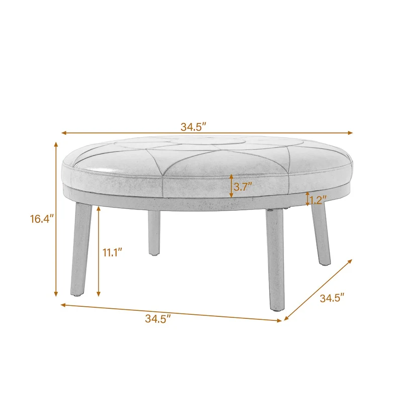 34.5 W Full-Grain Genuine Italian Leather Ottoman Set of 2