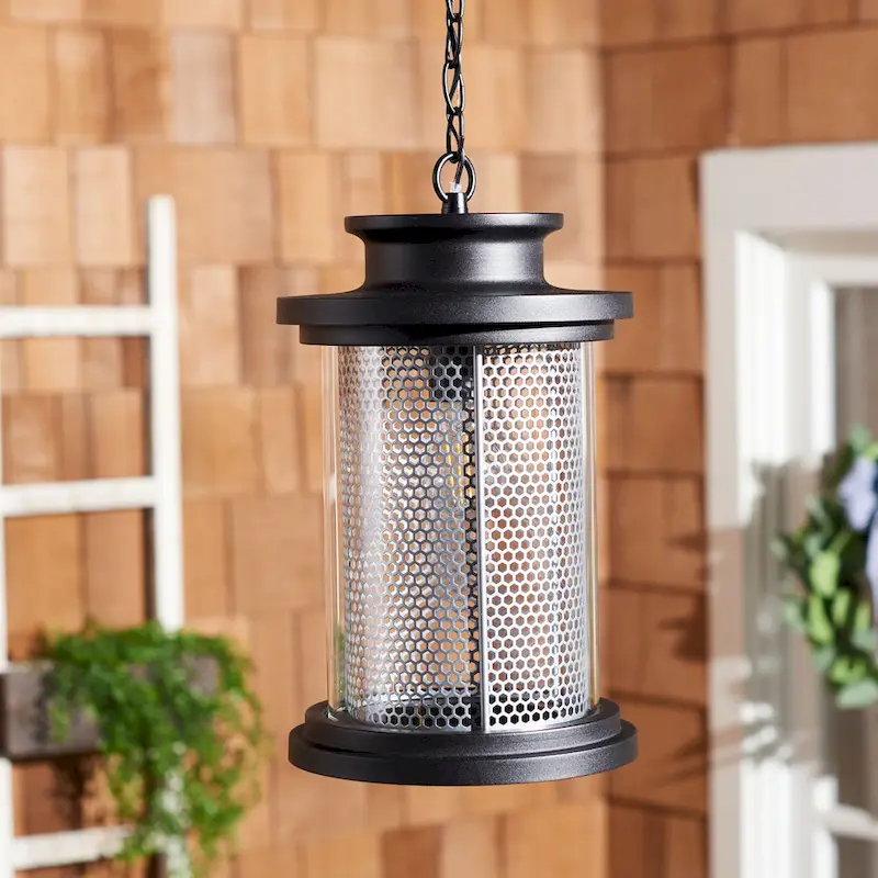SAFAVIEH Lighting Siriana 9  Vintage Outdoor Pendant - 9  W x 9  D x 16  H - Black - 9Wx9Dx16H