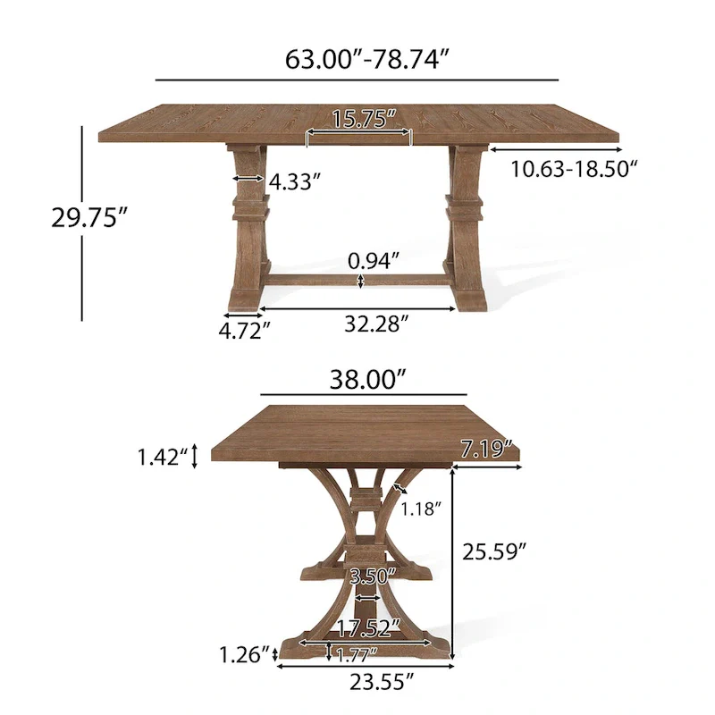 Bellion Wood Expandable Dining Table by
