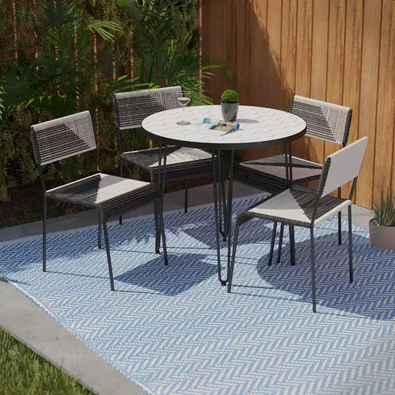 Watkindale 4 Chair Bistro Set - White/Black - SEI