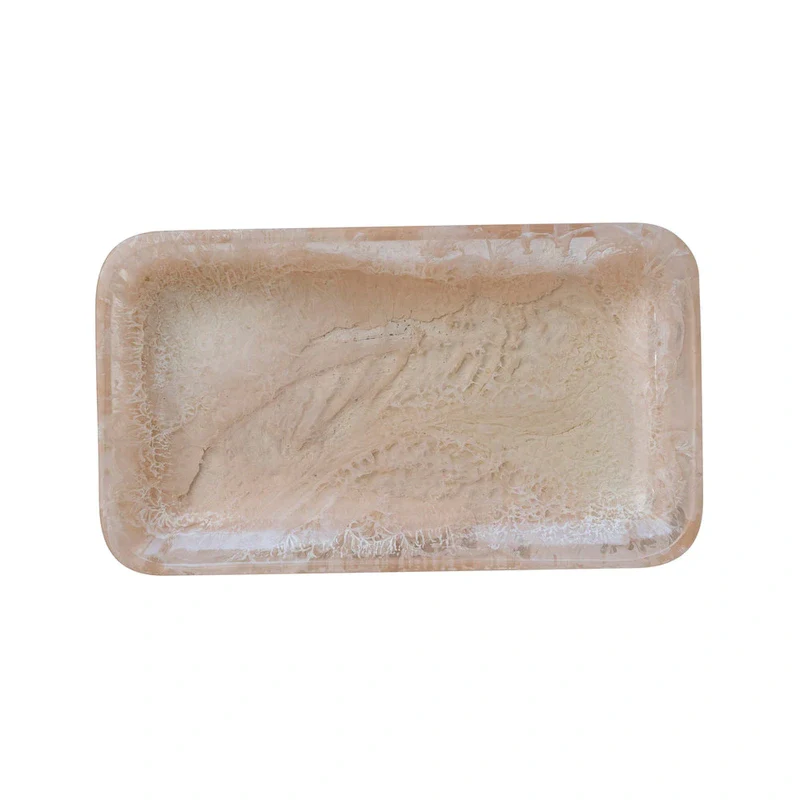 Matte Marbled Resin Tray - 12.0 L x 7.0 W x 1.0 H - 12.0 L x 7.0 W x 1.0 H