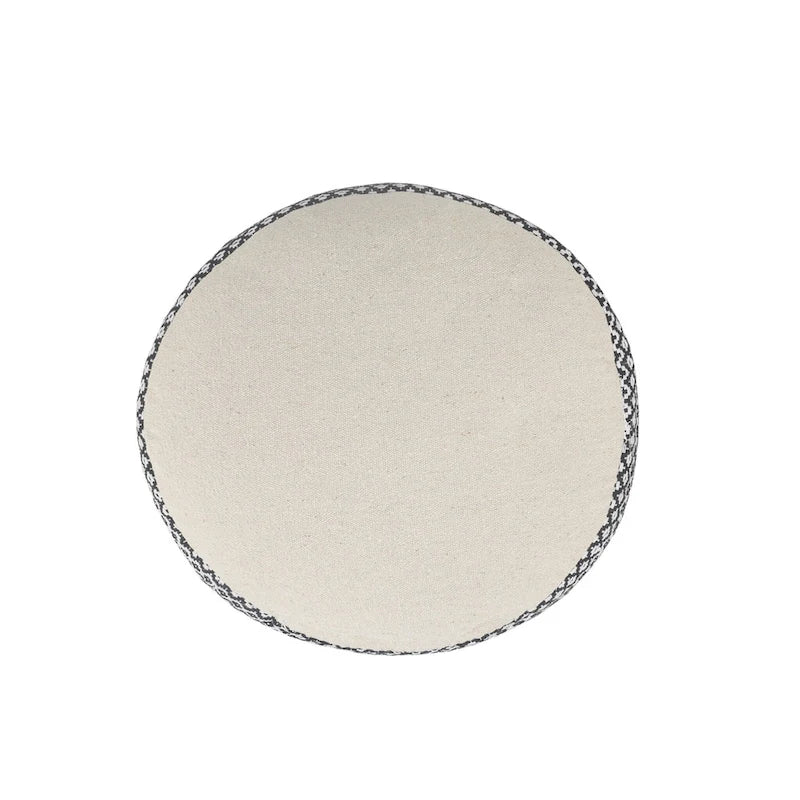 HomeRoots 18 Black Cotton Cylinder Geometric Pouf Ottoman