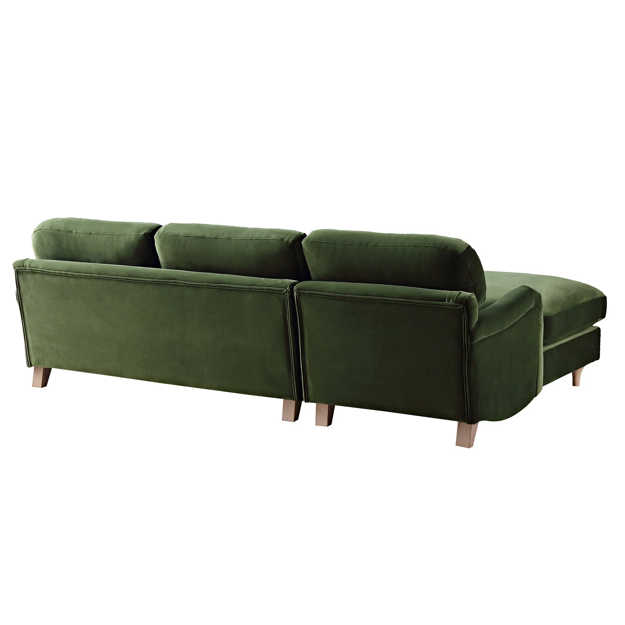 Fern Green Velvet Sofa, Grande Chaise Sofa Left Hand Facing