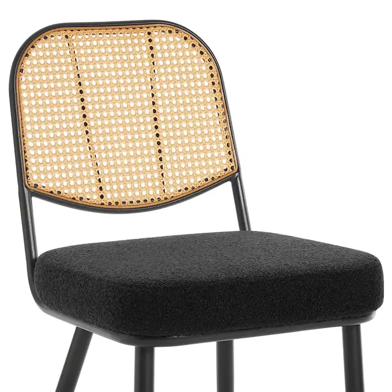 Upholstered Rattan Dining Chairs Side Chair Set of 2 - 33.86H x 18.9W x 22.83D