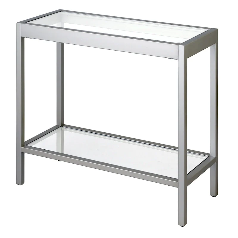 Bronze Rectangular Glass Side Table 24 Inch