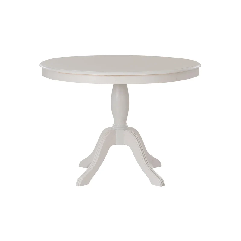 Round Pedestal Dining Table - Natural/White/Black, Solid Wood, Seats 4