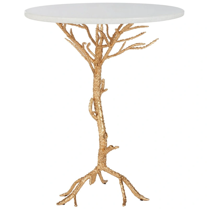 SAFAVIEH Ailene Hidden Treasures White Granite Brass Accent Table - 20 x 20 x 24.6 - 20Wx20Dx25H