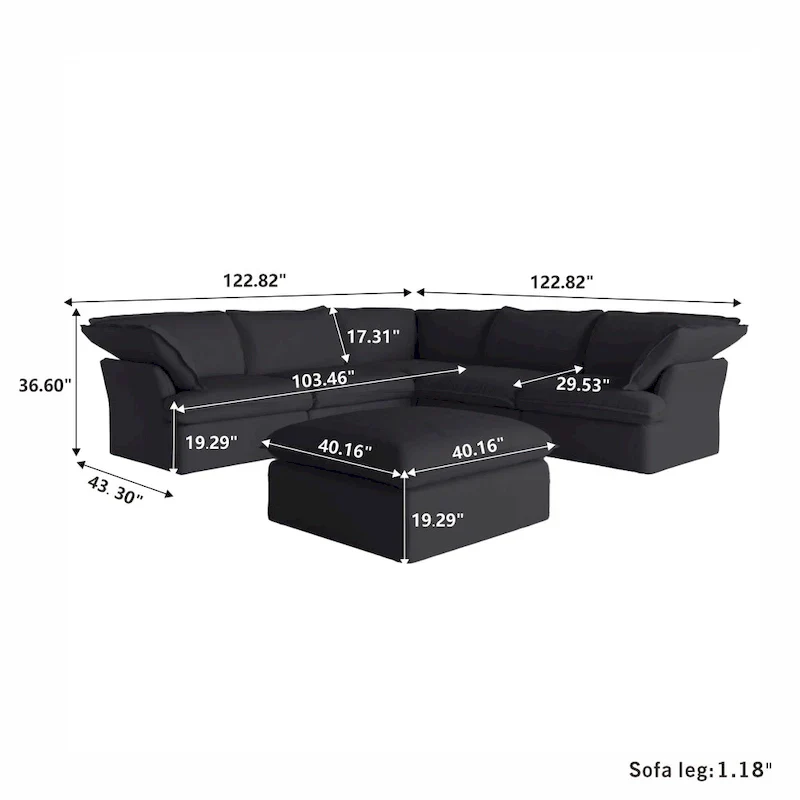 L-shape Sectional Sofa Modern Upholstered Modular Sofa