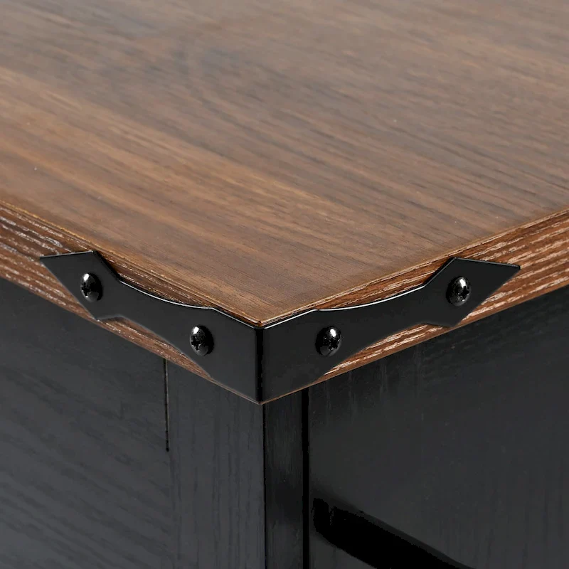 Farmhouse Kitchen Island with Power Outlet and Rolling Cart