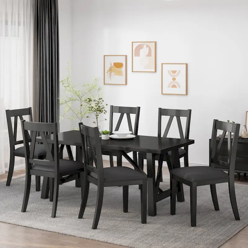 Fairgreens Farmhouse Wood 7 Piece Dining