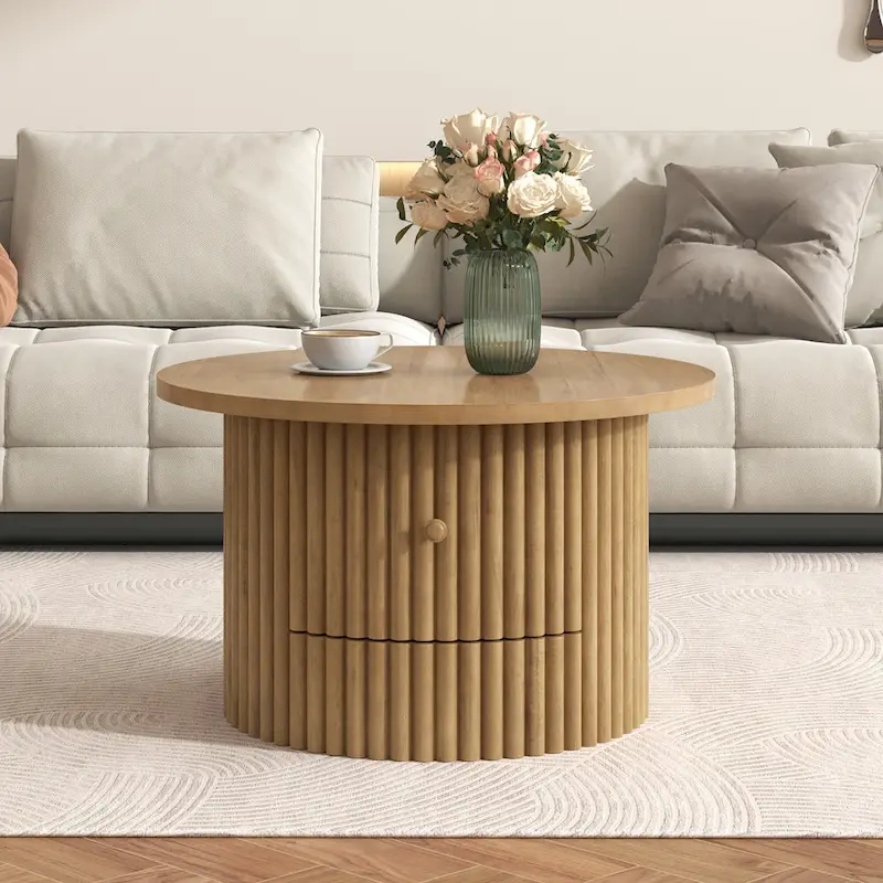 30.5 MDF Coffee Table with Drawer & Slat Base