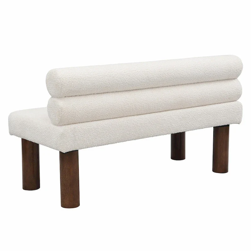 Upholstered Dining Bench with Wooden Legs