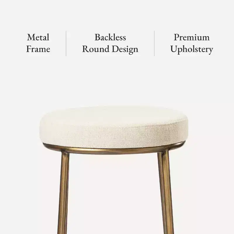 Maven Lane Stella Backless Metal Counter Stool with Fabric Upholstered Seat 26