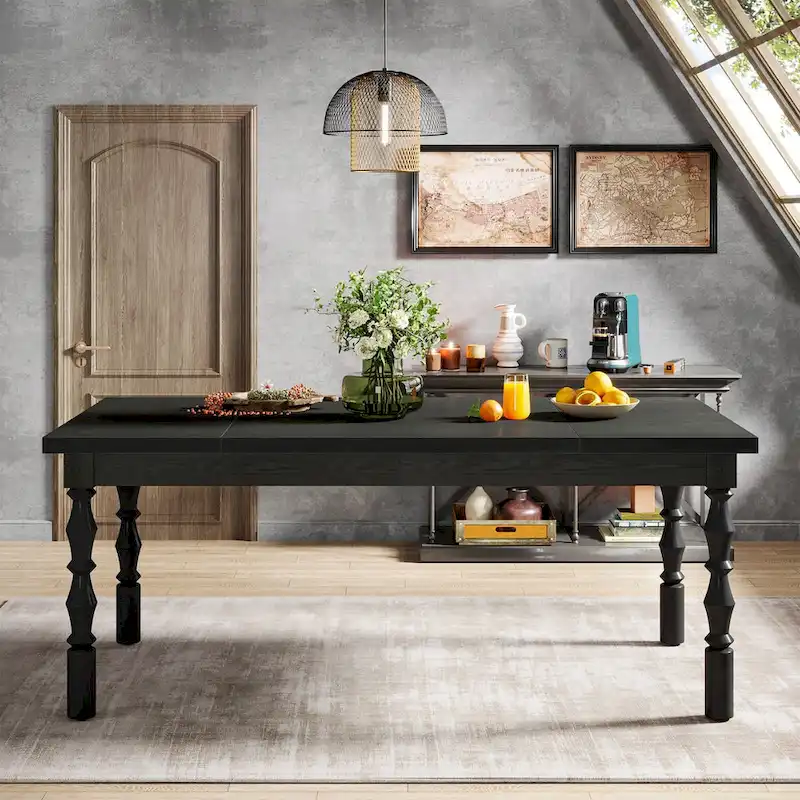 62-Inch Farmhouse Large Rectangle Wood Dining Table