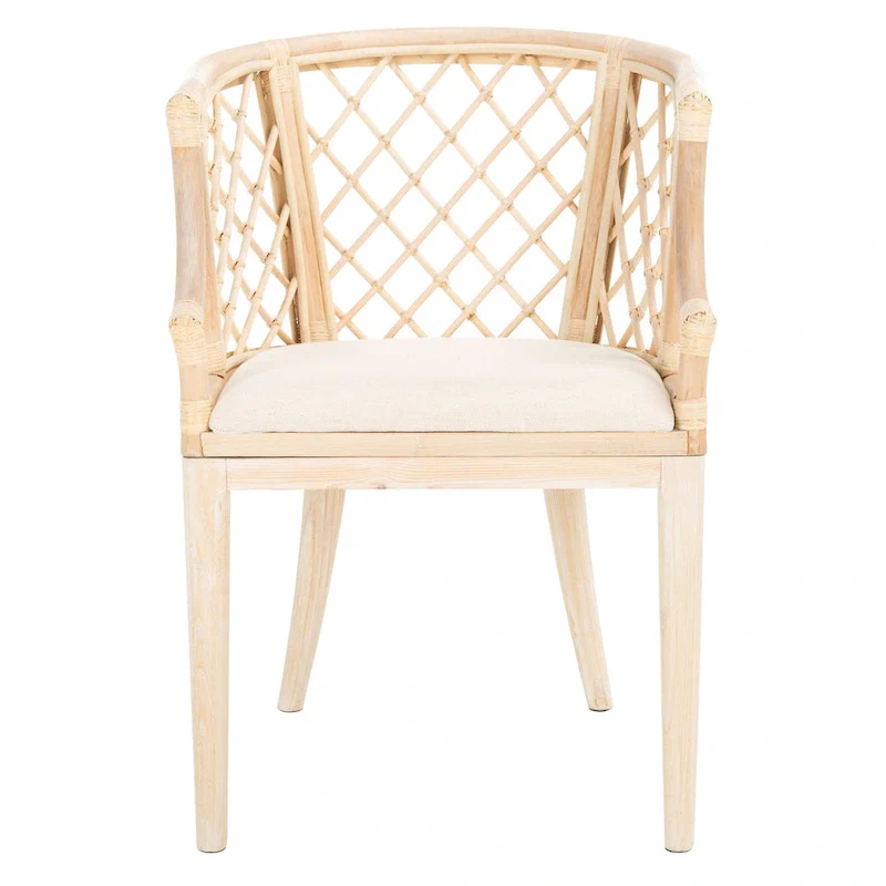 Theona Rattan Lattice Arm Chair - 22.3W x 23L x 31.3H - 22Wx23Dx31H