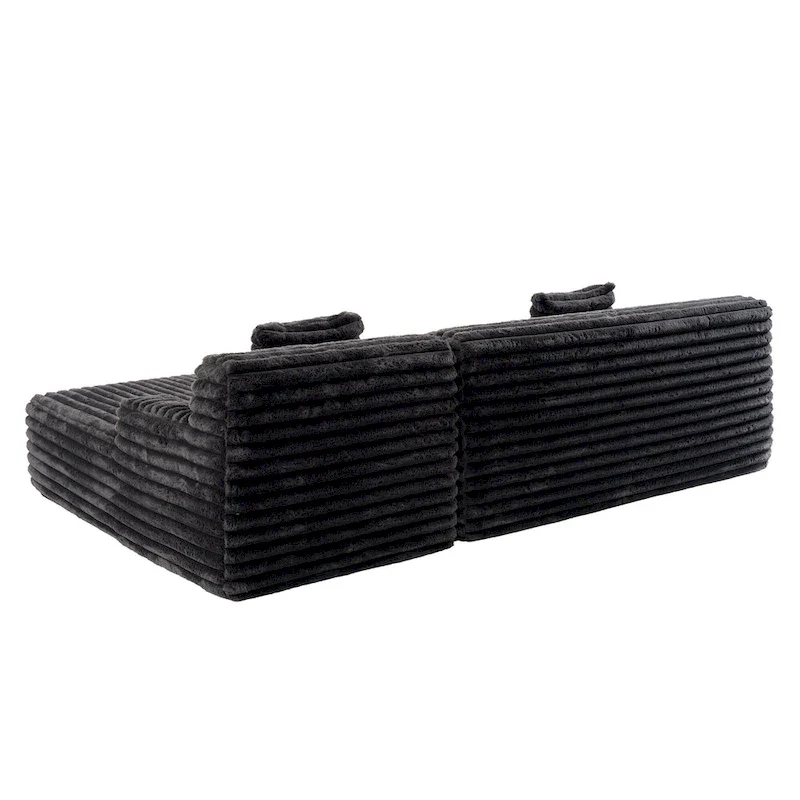 110 Faux Fur Cloud 3-Seater sat L-Shaped Sectional Sofa with Two Included Throw Pillows