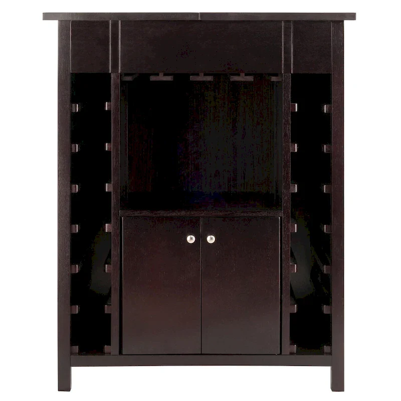 Wine Cabinet, Expandable Top, Espresso - 29.92 x 17.32 x 37.01 inches