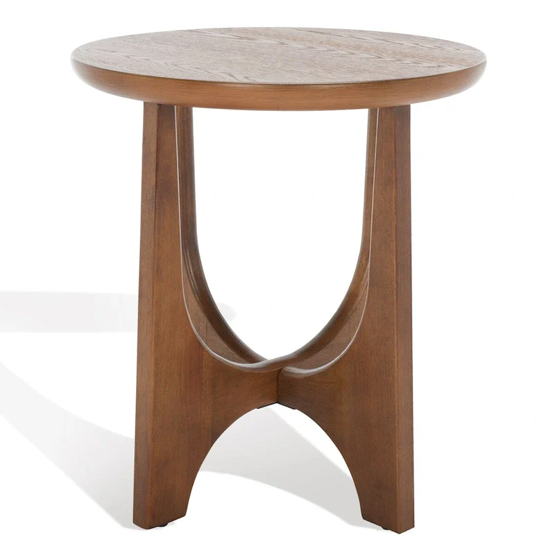 Medium Oak / White Wash / Black Round Wood Accent Table, 1-Person