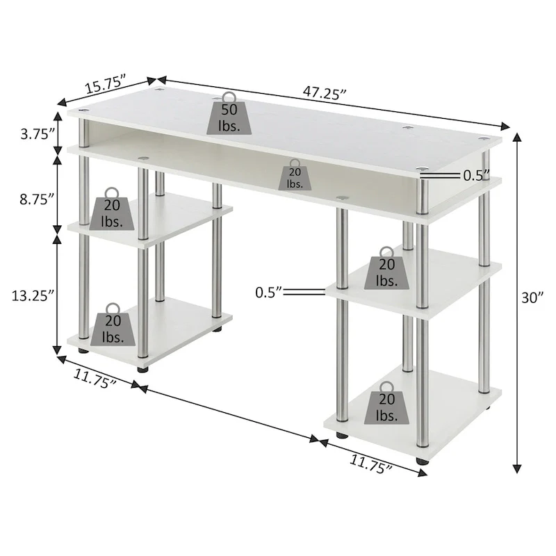 Designs2Go No Tools Student Desk with Shelves