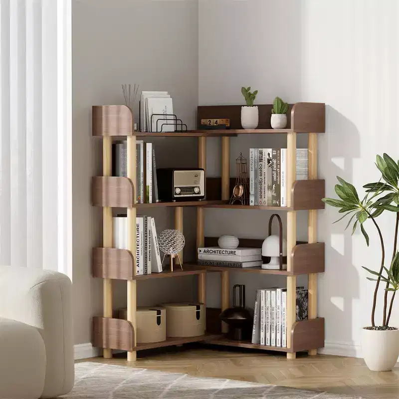 4 Tier Wooden Open Bookcase, 30.7 to 55.1 Wide Expandable Bookshelf, Freestanding Display Shelf, Utility Organizer Shelves for Living Room Office