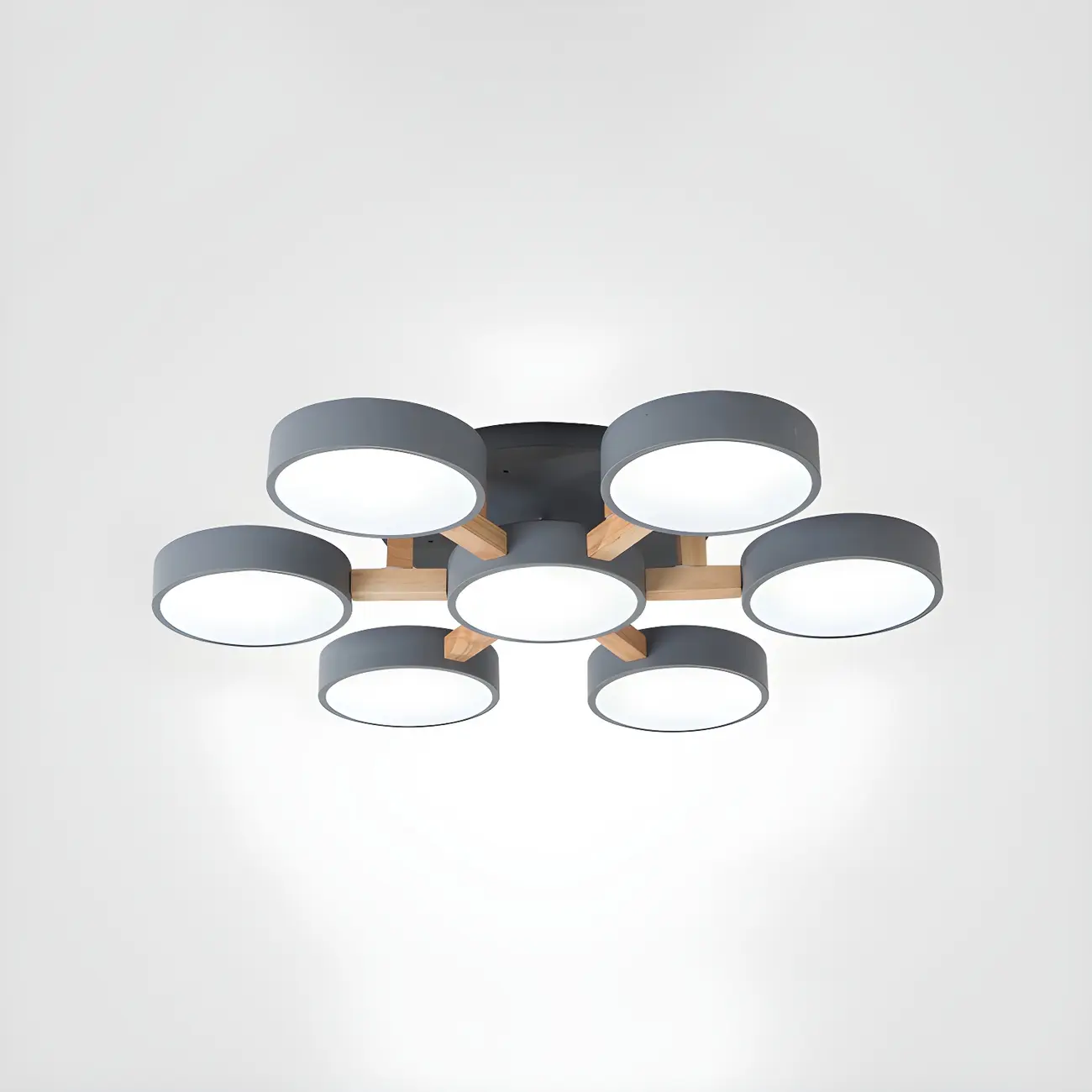 Green Drum Shade Semi Flush Ceiling Light 3-Gear Dimming