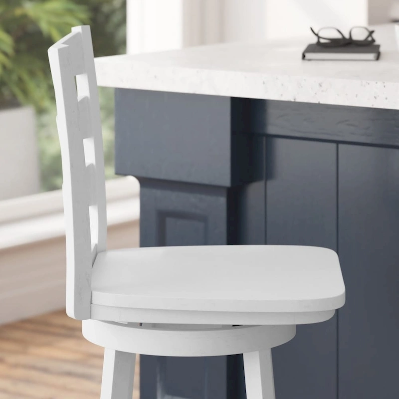 Ladderback Wooden Swivel Counter Stool with Footrest