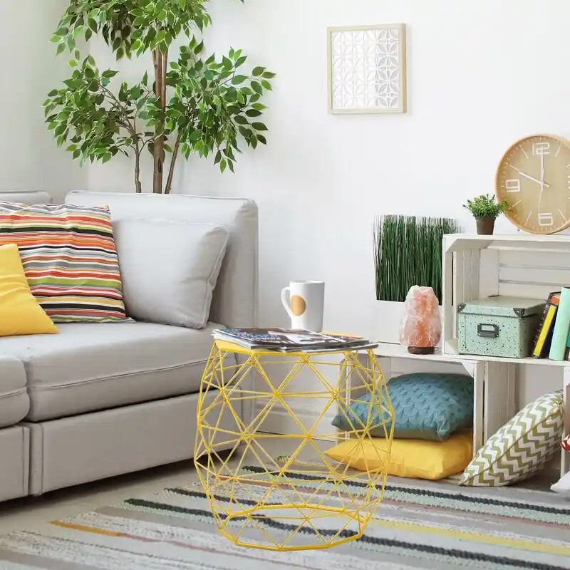 Adeco Accents Geometric Iron Side Table