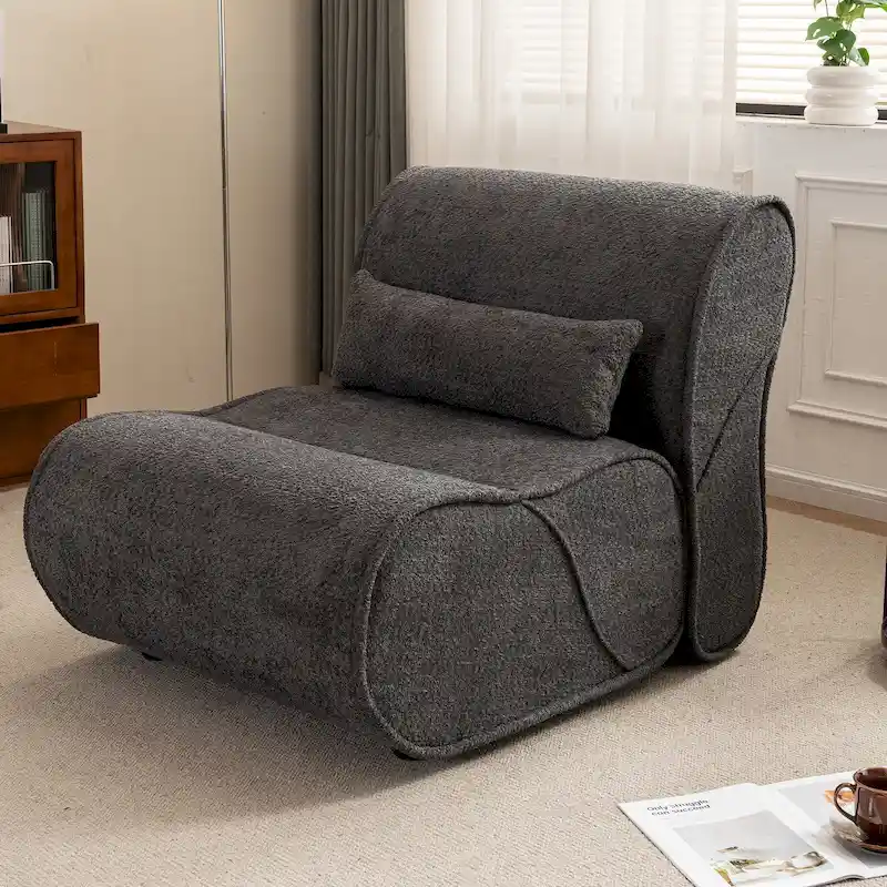 Velvet Recliner Lounge Chair with Lumbar Cushion