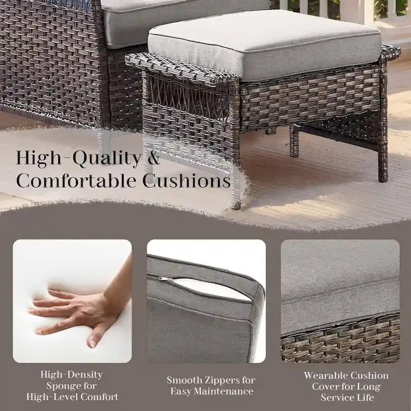 Patio Swivel Rocking Chair Sets All Weather Wicker - Brown