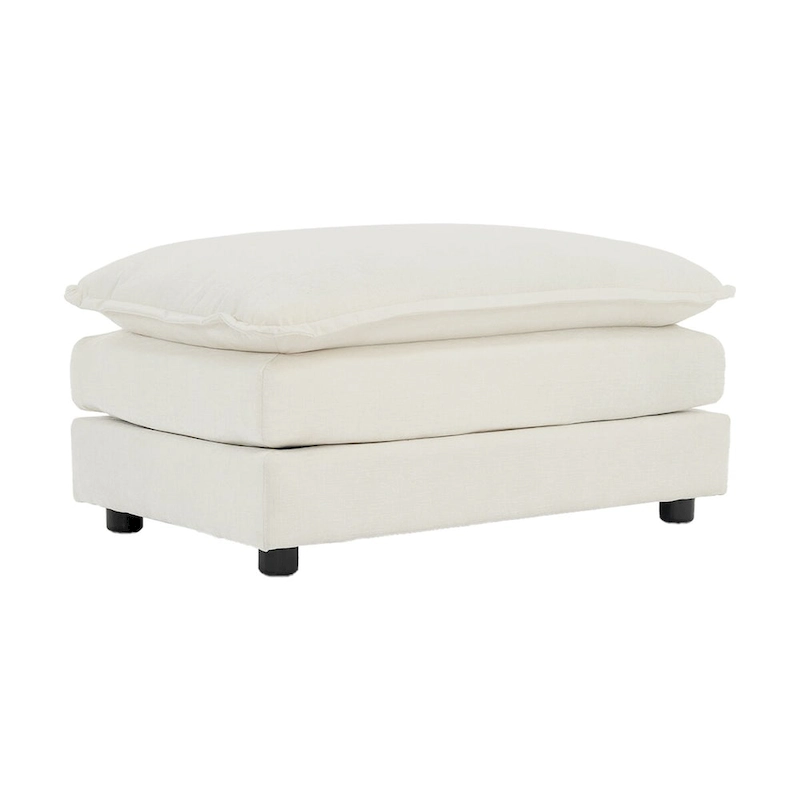 Chenille Fabric Ottomans Footrest to Combine with 2 Seater Sofa, 3 Seater Sofa and 4 Seater Sofa, White Chenille
