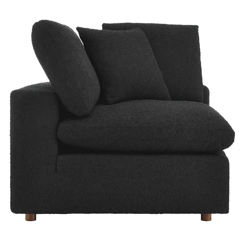 Ivory / Light Gray / Black Boucle Corner Chair, 1-Seat, 40