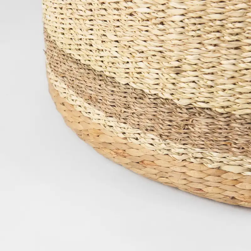 Mercana  Maya  Brown Striped Seagrass Round Coffee Table Pouf