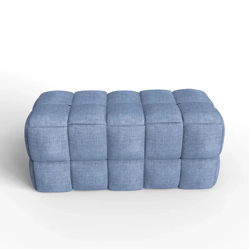 36-inch Padded Upholstered Bench with Box Weave Fabric