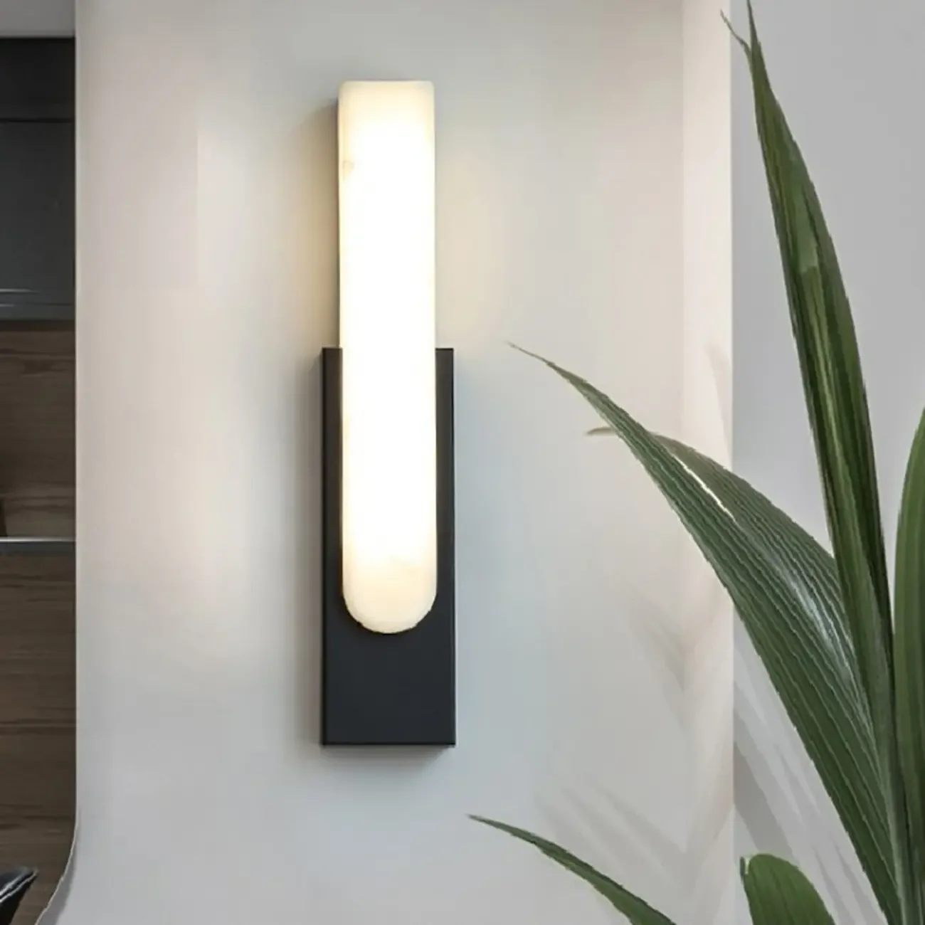Modern White Stone Metal Wall Sconce Warm Light LED