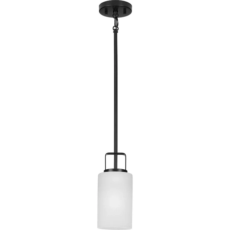 League Collection One-Light Matte Black Farmhouse Mini-Pendant - 5 in x 5 in x 11 in