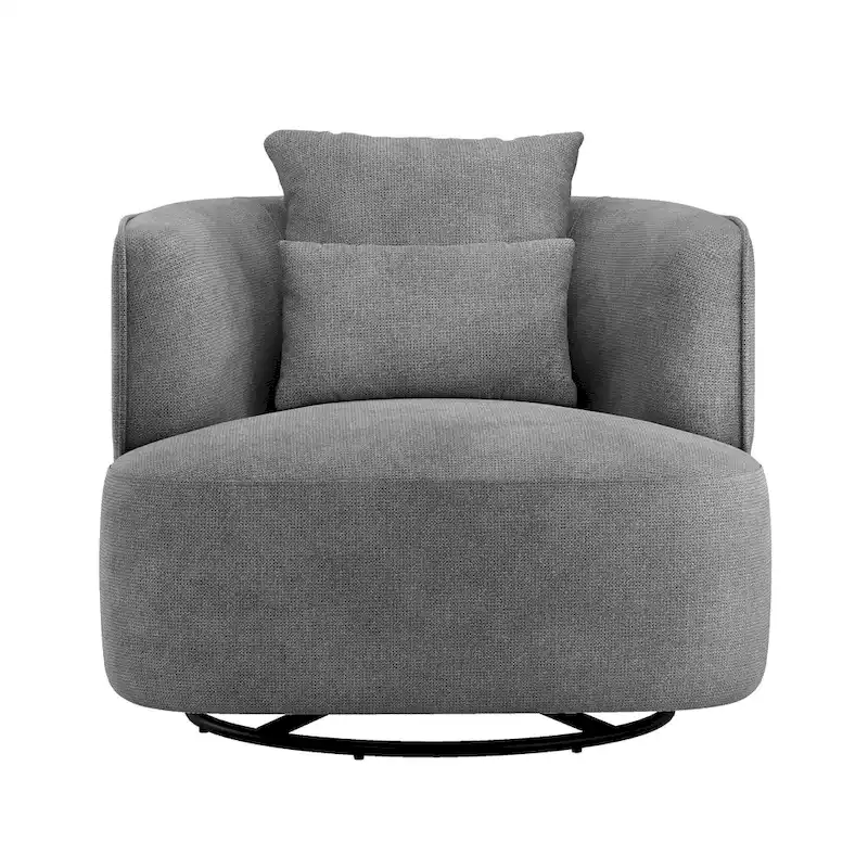 Swivel Accent Armchair Fabric Blend, Modern Barrel Living Room Sofa Chair - 32.7 W x 32.7 D x 26.8 H