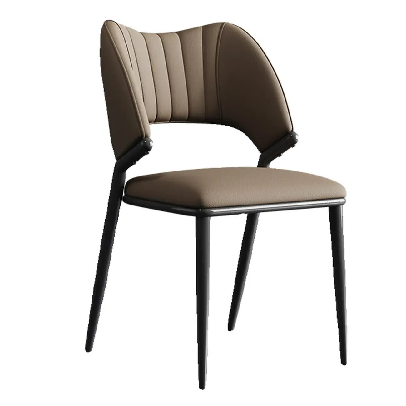 Modern Faux Leather Curved Back Armless Dining Chair