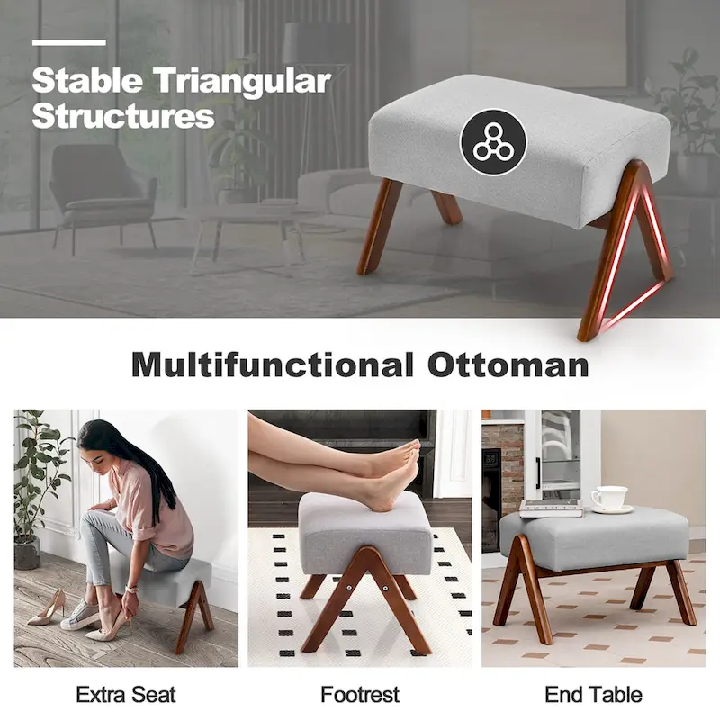 Costway Rocking Chair with Ottoman Upholstered Fabric Glider Rocker - See Details