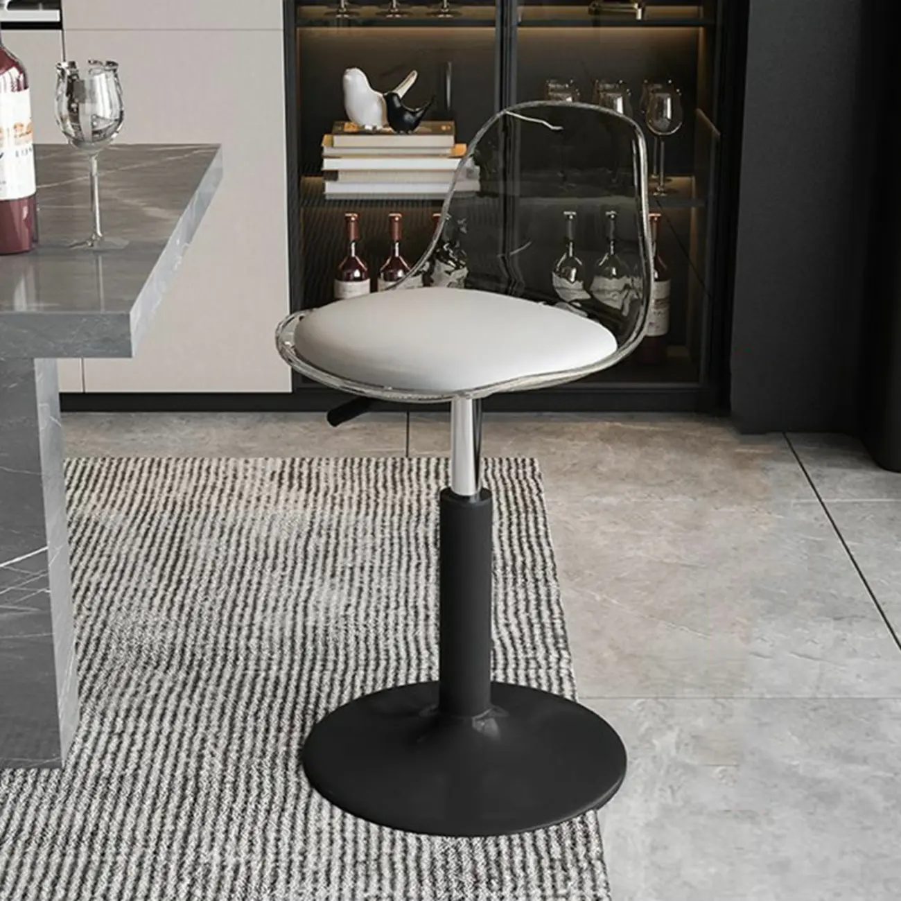 Minimalist Acrylic Swivel Bar Stools Cushion Bucket Seat